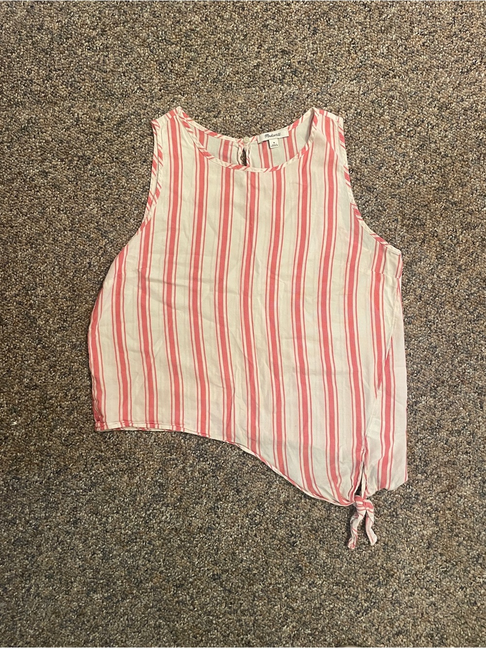 Madewell Striped Pink & White Tie-Side Sleeveless Camisole